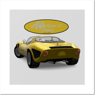 Alfa Romeo 33 stradale Yellow Back Posters and Art